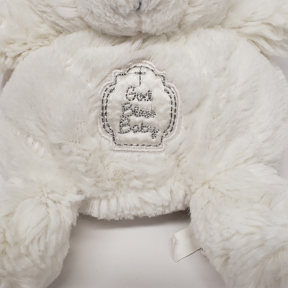 Demdaco Nat & Jules 7" Tender Blessings Cherish Teddy Bear White Rattle Plush - Picture 3 of 5